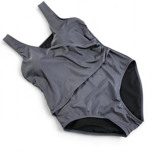 Calvin Klein Swimwear Women's Silver Black One Piece Swimsuit High Back Size 14